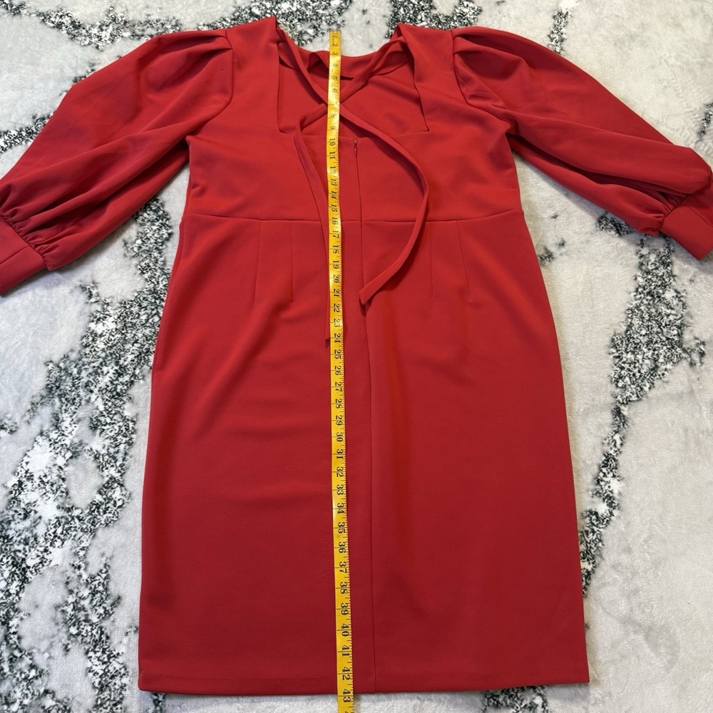 Eloquii Dress Womens Size 20‎ Red Crew Neck Balloon 3/4 Sleeve Sheath Stretch - Picture 3 of 10